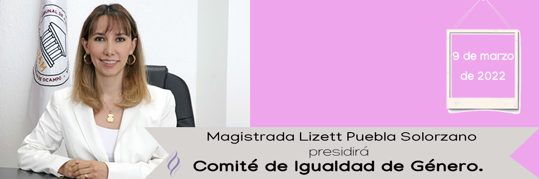 Magistrada Lizett Puebla Solórzano presidirá Comité para Igualdad de Género.